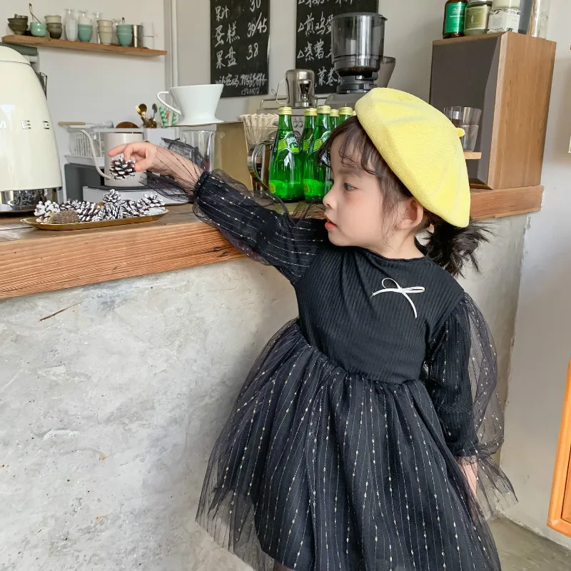 Owligbaby/Новинка года; стильное платье принцессы для девочек; модные весенние платья для девочек; От 1 до 6 лет - Цвет: Черный
