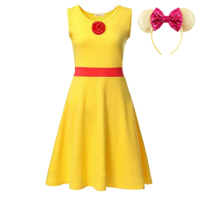 Mother Dress Set MUABABY платье принцессы Белль для девочек; одежда для мамы и дочки; Повседневный Сарафан; туника на Хэллоуин; костюм красавицы и чудовища для вечеринки - Цвет: Mother Dress Set