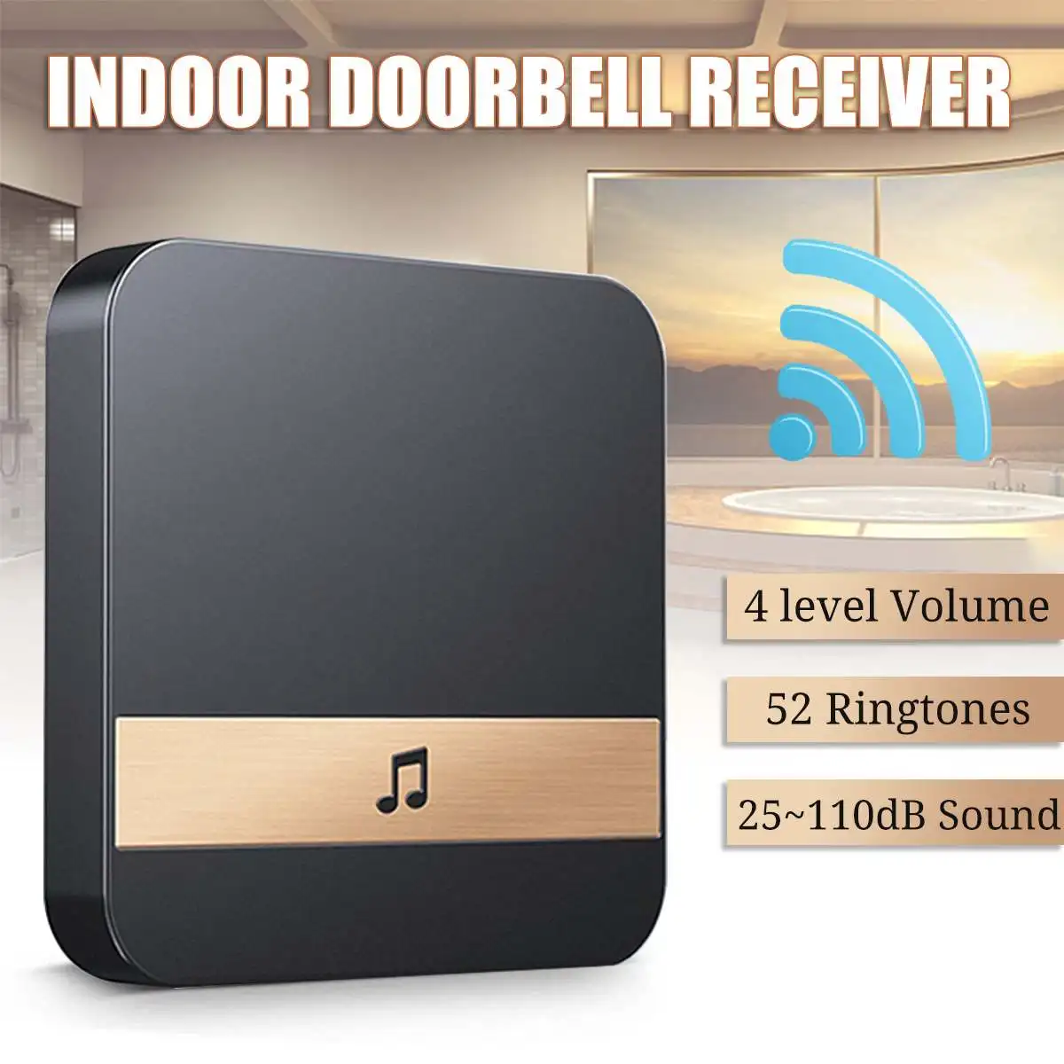 Wireless Doorbell Chime Indoor Visual Door Bell Smart Receiver US Plug Doorbell 
