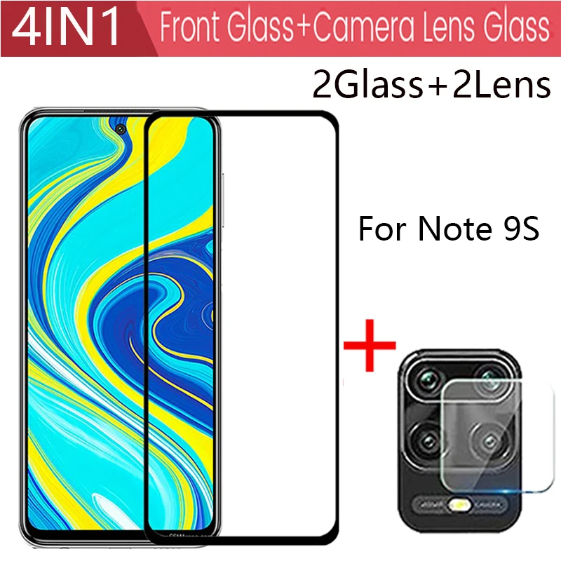 Камера 4 в 1 + закаленное стекло для Xiaomi Redmi Note 9s 9 Pro Защитное экрана на Max защитное