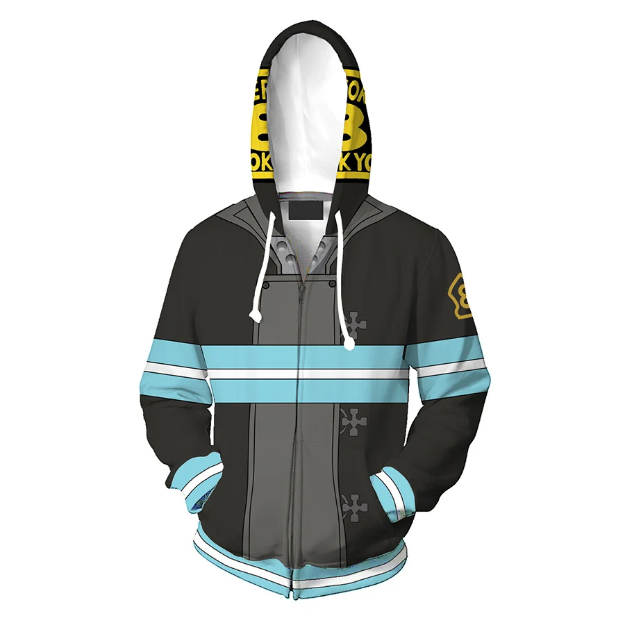 Толстовка с капюшоном с объемным принтом с героями мультфильмов «Enn No Shouboutai Fire Force», куртка с капюшоном для костюмированной вечеринки Leonard Burns, толстовка с капюшоном
