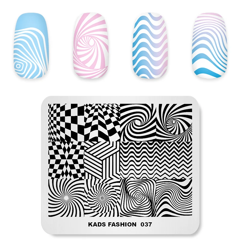 KADS модные 037 Nail штамповочные пластины Новое поступление геометрический узор