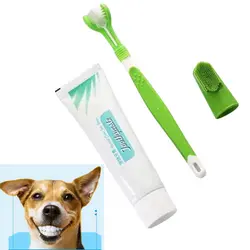3-головки палец головки съедобные зубная паста собака Уход за полостью рта моющие средства зубная паста набор зубных щеток
