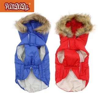

Pet Jacket Polyester Cotton Down Fur Collar Hooded Coat Removable Fluffy Strap For Small Medium Dogs S-XL
