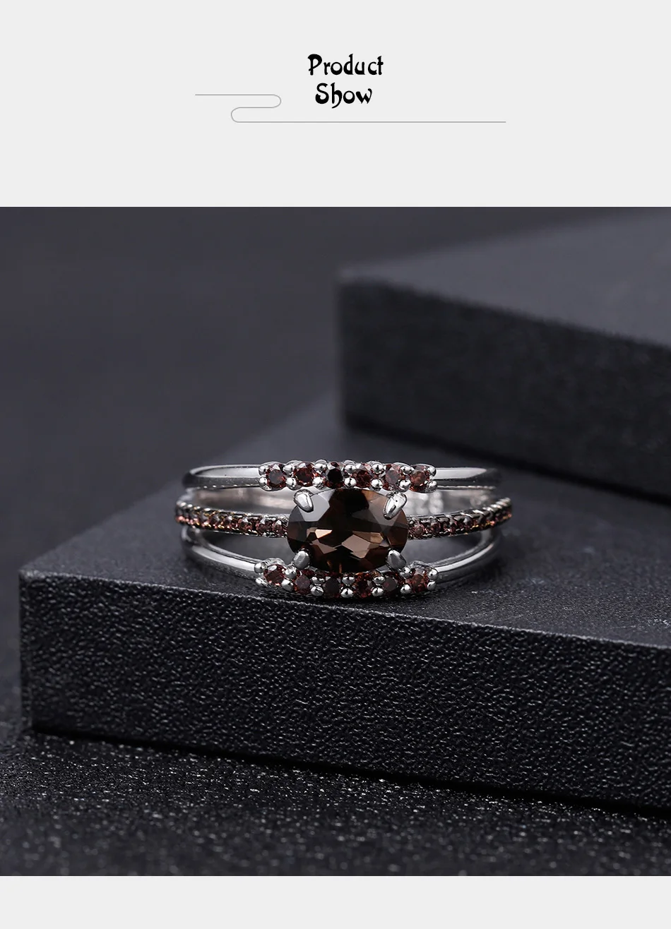 GEM'S BALLET, 0.75Ct, натуральный Овальный дымчатый кварц, кольца, 925 пробы, серебро, Винтажное кольцо с драгоценным камнем для женщин, хорошее ювелирное изделие