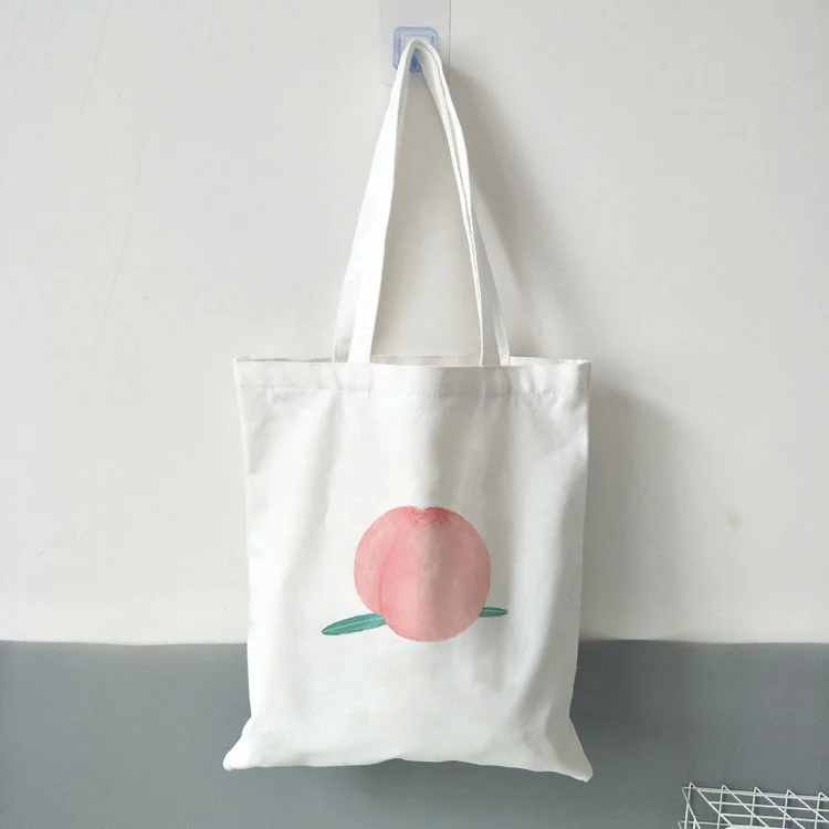 

honey peach Canvas Tote Bag Handbag Shopping Bag Custom Print Logo Text DIY Daily Use Eco Ecologicas Reusable Recycle