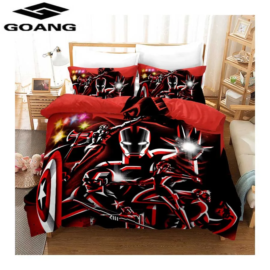 

GOANG 3D Digital Printing Iron Man bedding sets cartoon Duvet Cover Sets and pillowcase home textiles Child room decoration