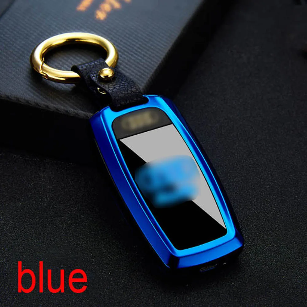USB Зажигалка светодиодный экран Ключ Пряжка - Цвет: blue