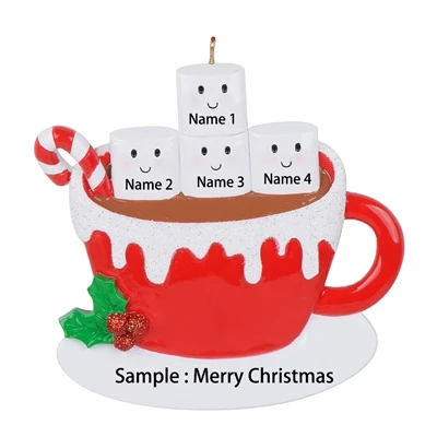 Персонализированные Зефир пары Рождество орнамент-горячий кофе какао кружка семья из 5-ваш выбор имя и Дата - Цвет: family of 4