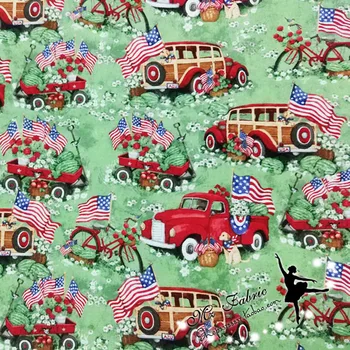 

50*110cm Cotton Christmas Car Printing Fabric Sewing Material Quilting Patchwork Needlework DIY Handmade Cloth Dress Bedding