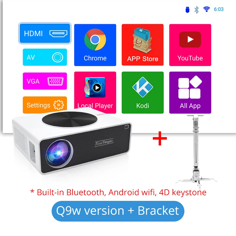 LED Full HD Projector Touyinger Q9 wifi Android 1080P Support 4K video Projector for home theater USB FHD home cinema projectors 