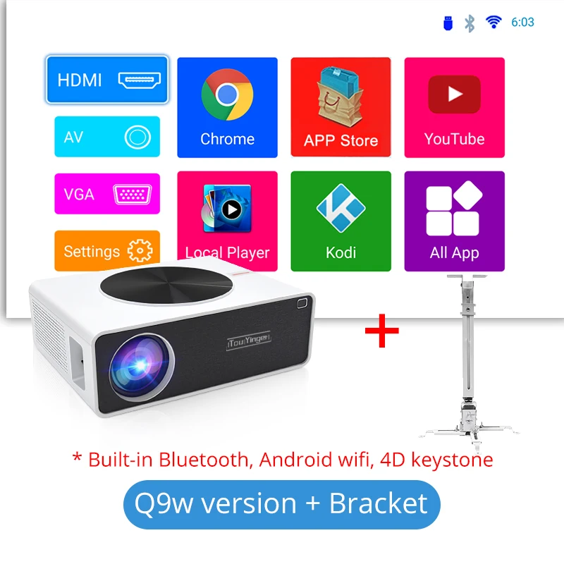 New Touyinger Q9 LED 1080P full HD Bluetooth projector for home theater low input lag 1920*1080P home cinema video projectors projector tv Projectors