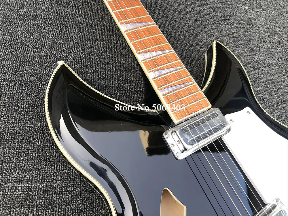 Высокое качество 6-string 381 электрогитара, черная краска, с двумя барабанами, полупустые core электрогитара, в Корейском стиле, аксессуары