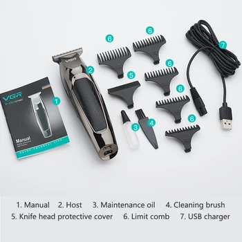 

VGR-030 hair cutting machine Professional Waterproof Hair Trimmer Display Men's Hair Clipper Grooming Low Noise Ceramic Blade