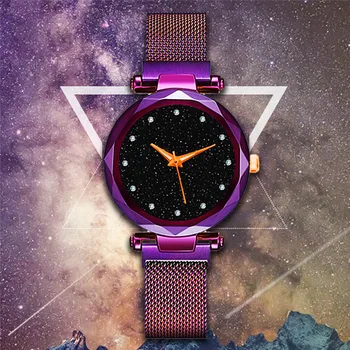 

New Hot Selling Star Watch Korean Fashion Lazy Magnetic Buckle Rose Gold Ladies Watches Trendy Casual Alloy Mesh Strap Watch