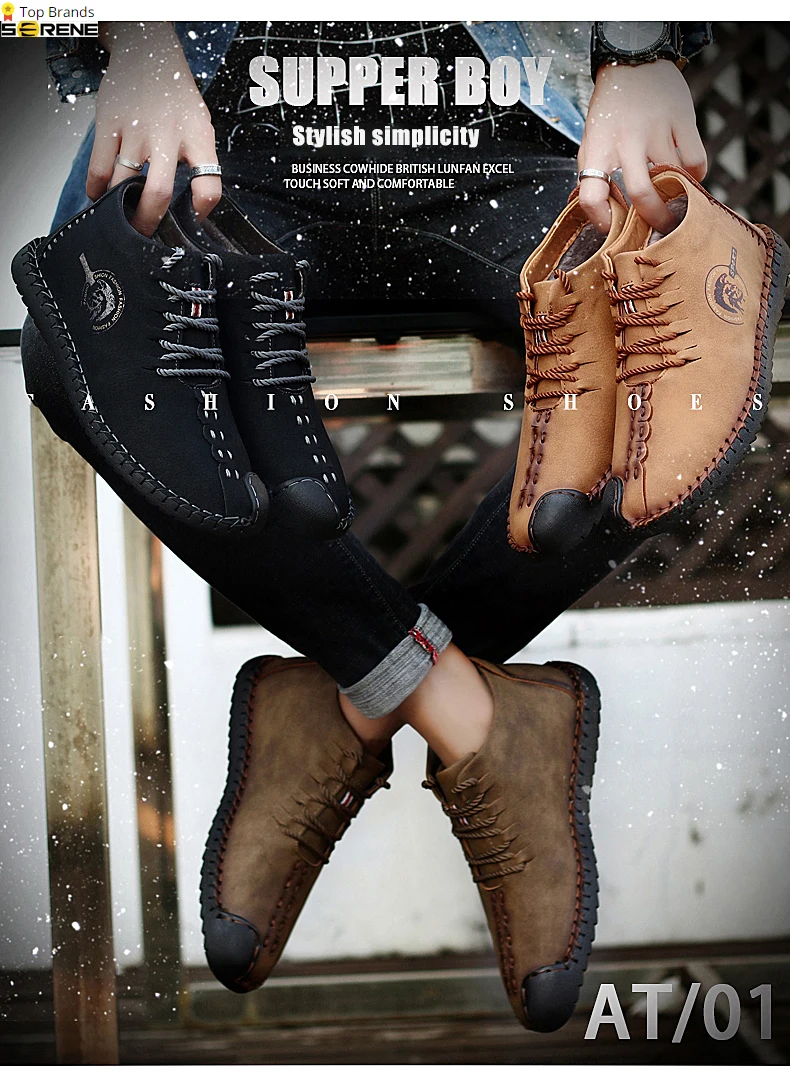 

Serene casual shoes peas plus hair men's to keep warm not afraid of snow outdoor large size boots 37-48