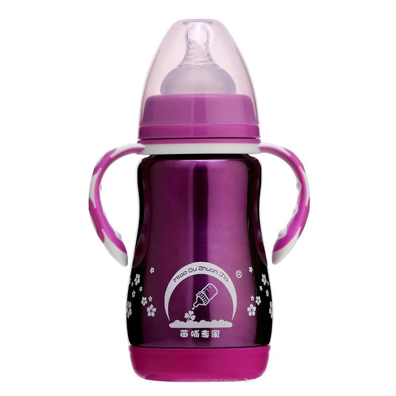 AAG Portable Baby Bottle Water Cup Child Stainless Steel Insulation Cup Straw Solid Color Baby Milk Warmer Bottle Feeding Cups