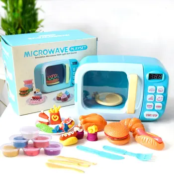 

Children'S Puzzle Color Mud Play House Toys Sound And Light Timing Simulation Small Appliances Microwave Oven