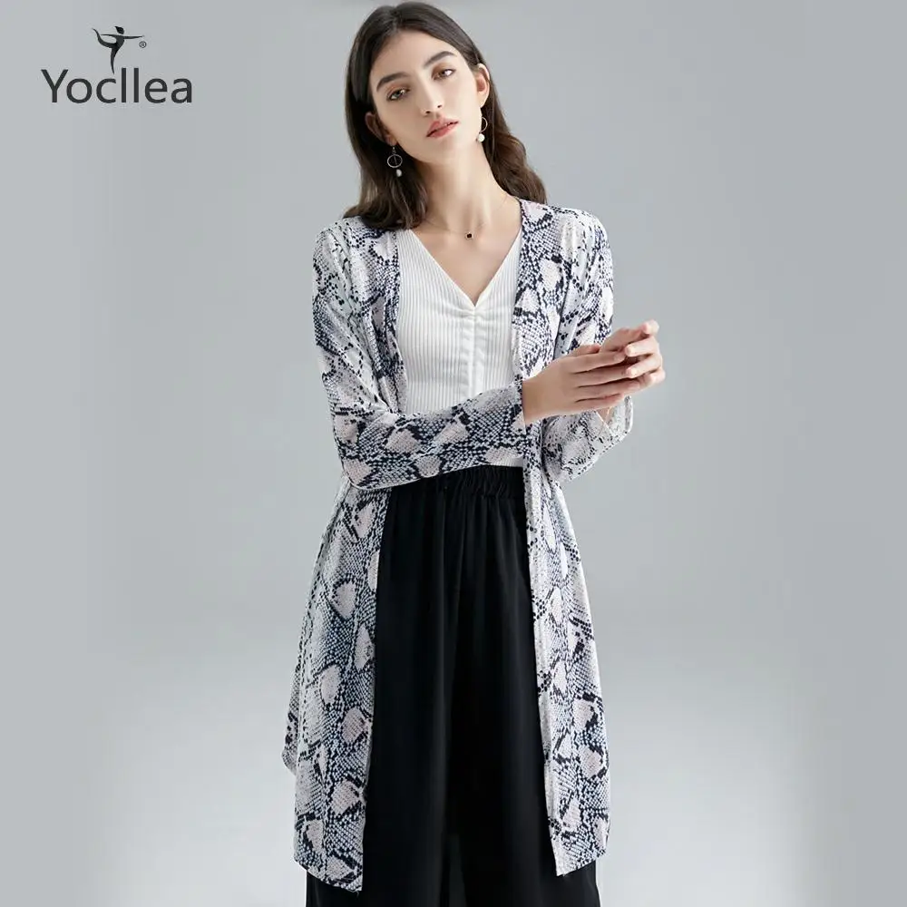 

New Spring Autumn Thin Leopard Long Trench Coat Long sleeve Open stitch Outwear fashion European and American street clothes