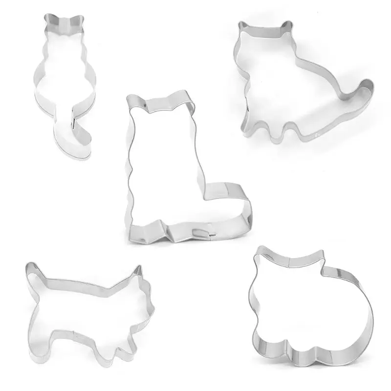 5pcs/set Animal Pet Cookie Cutter Mold 3D Sugar Craft Pastry Biscuit Fondant Cake Baking Mould DIY Decorating Tool