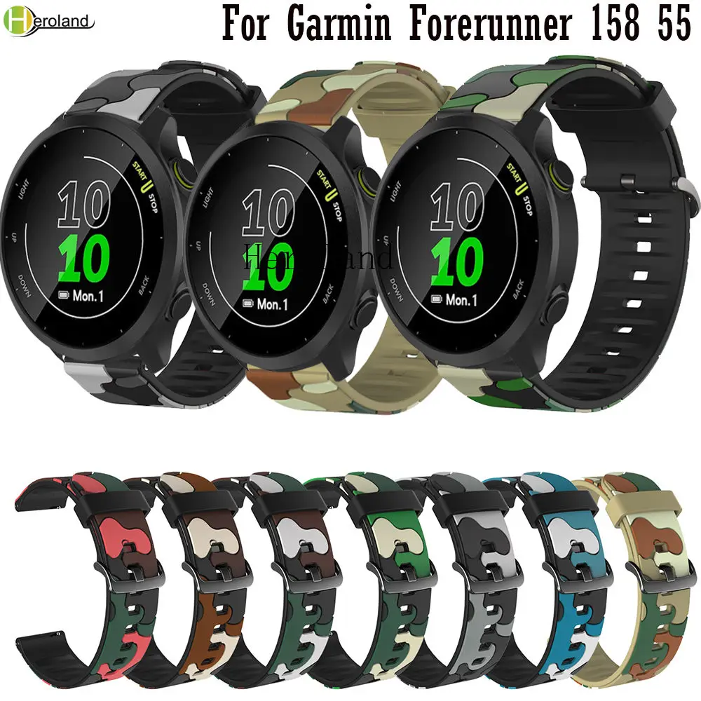 

Ремешок для часов для Garmin Forerunner 158 55 245 245M 645 745 Vivoactive 4 3 Смарт-браслет 20 22 мм Браслет Силиконовый ремешок для часов