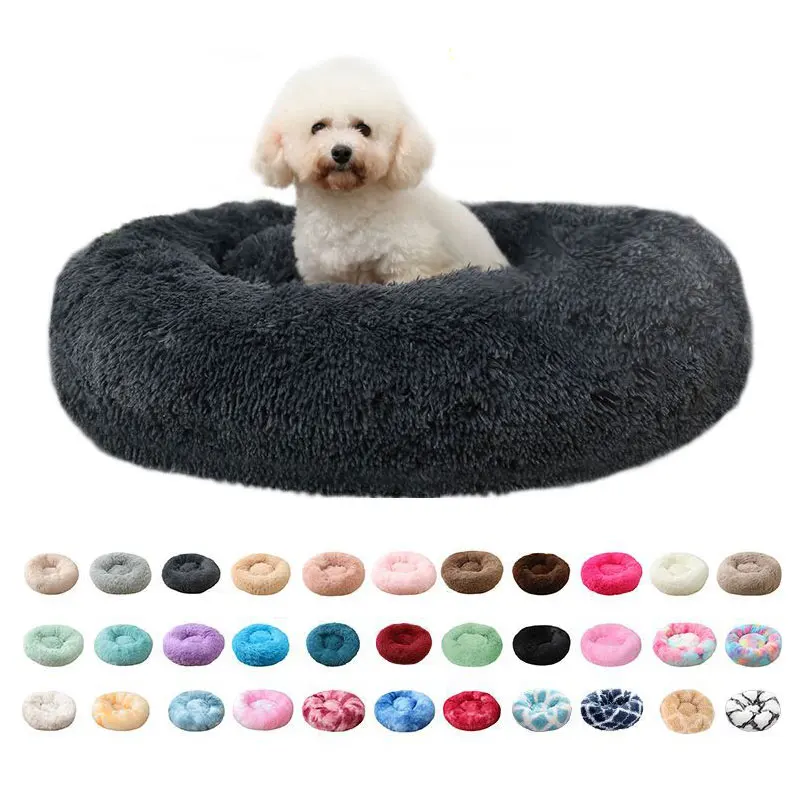 Winter Dog Bed Cushion Warm Long Plush Round Kennel For Dogs Cats Super