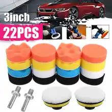 Kit de tampons éponge de polissage pour voiture, 22 pièces, mousse de polissage, polisseuse, Machine, perceuse, adaptateur M10 Power