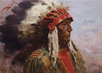 

Old artist hand-painted oil painting on canvas:European Aboriginal leaders. Free shipping