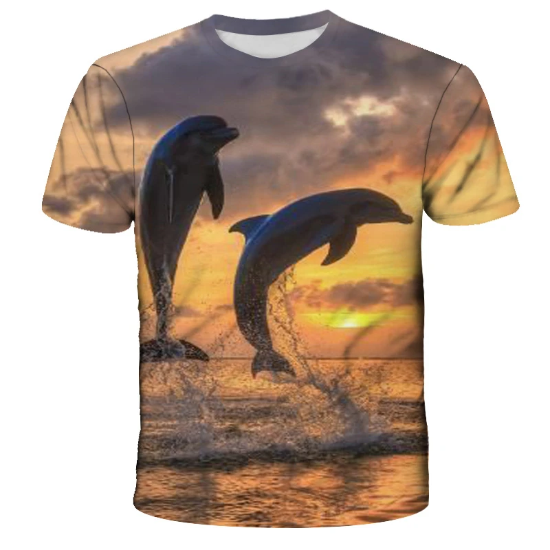 

2021 dolphin 3D Printed Men tshirt Man Women Funny t shirts Homme Fashion Short Sleeve Hip Hop T-shirt Couple Hipster Tee Shirt