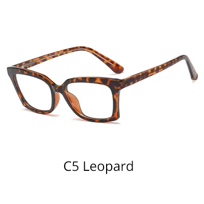 C5 Leopard Ralferty гибкие женские очки оправа квадратная TR90 CP ШТЫРЬКОВАЯ вставка пружинная дужка ранг близорукость без диоптрий очки F92350 - Цвет оправы: C5 Leopard