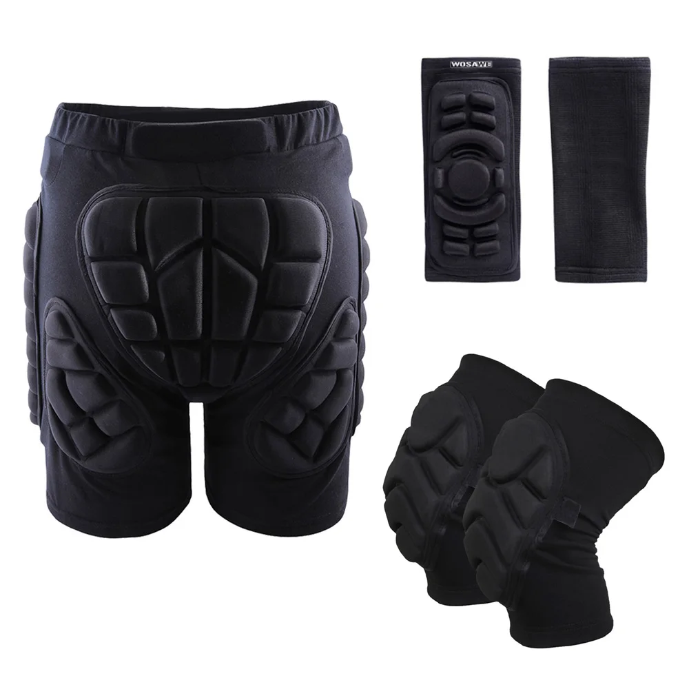 Skiing Skating Snowboarding Impact Protective Hip Pad Padded Shorts+Protective Knee Pads+Elbow Protector Protection