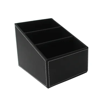

Desk PU Leather Holder Phone And TV Storage Box Organizer Remote Control