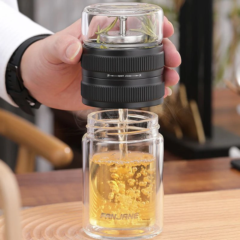 High-Borosilicate Glass Double Layer Walled Water Tea Coffee Milk Bottle 