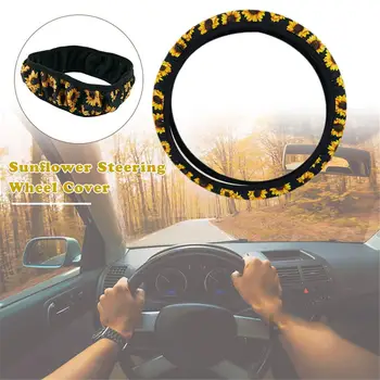 

Steering Wheel Cover Sunflower Car Steering Wheel Covers Car Styling Auto Accessories Set Series For Women With 2 Key Chains
