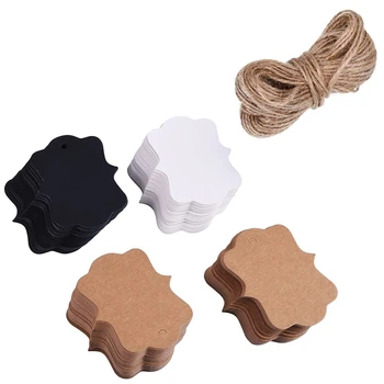 

200PCS Hanging Labels Hanging Paper Tags Kraft Gift Tags Craft Paper Tags Blank Paper Tags Hole with 30M Twine