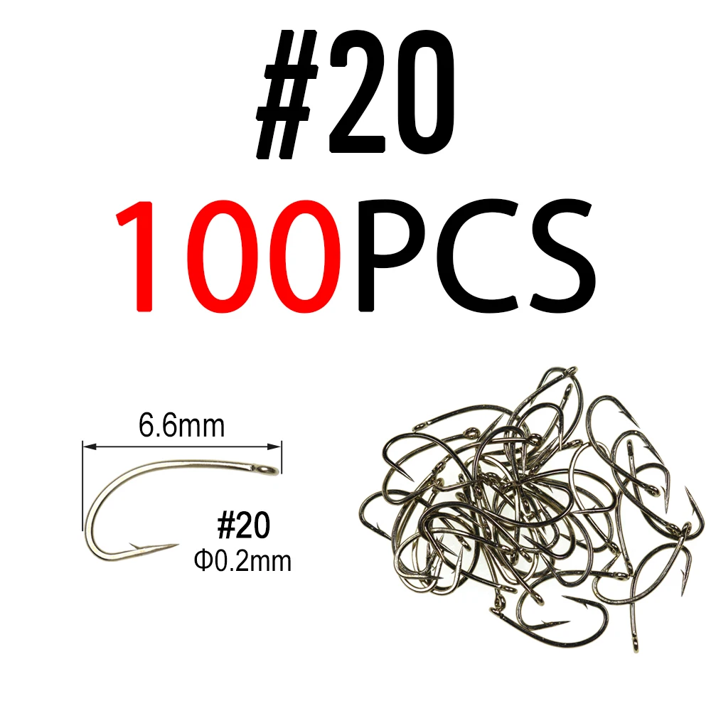 100 Hameçons Pour Mouche De Pêche - Modèles Variés (sèche, Humide, Nymphe, Crevette) - Noir