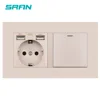 SRAN EU socket with rocker switch，220v 16A wall power socket with usb 146*86 pc panel with light switch 1 gang 1/2/3 way outlet ► Photo 3/6