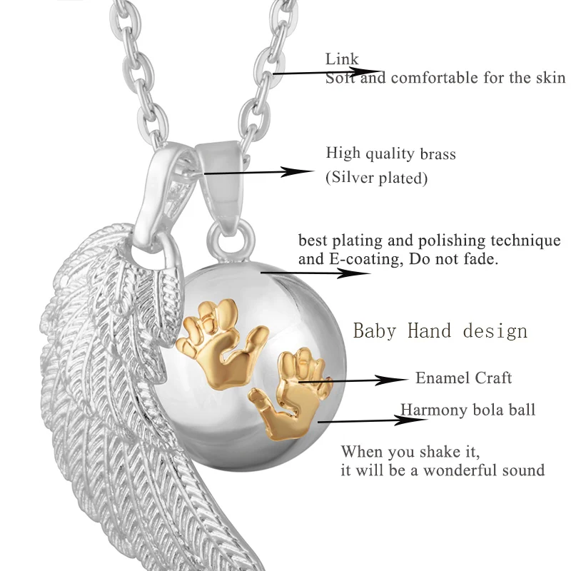 Eudora Angel Wing Baby Caller Pendant Necklace Fashion Pregnancy Ball Jewelry Chime Bola Pendants 45 inch Necklaces Jewelry Gift 4