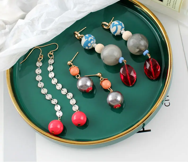 

National Wind Vintage Style Bead Crystal Tassel Pendant Drop Earring for Women Elegant Wedding Party Jewelry For Gift