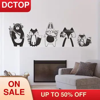 

Forest Tribal Animals Foxes Rabbit Bear Wall Sticker Kids Room Bedroom Nursery Home Decor Removable Decals Gift For Girls Boys