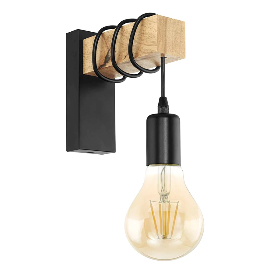 

Lampara Pared Nordic Stairs Led Light Lamps for Home Iron Wood Black E27 Wall Light Fixture Lampara De Pared