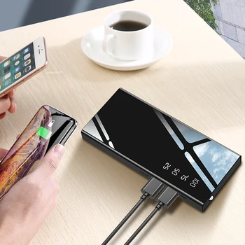 

Portable Mirror Digital Display Power Bank LED Light Dual USB External Battery Mobile Power Bank for smartphones and tablets