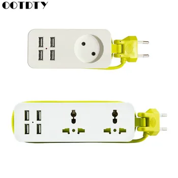 

EU Plug 4 USB Socket Power Strip Electric Surge Protector Extension Sockets Smart Mobile Phone Wall Charger Desktop Hub