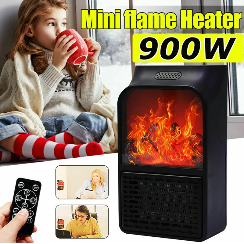 

900W Wall Mount Electric Fireplace Heater Flame Air Warmer with Remote Control KSI999