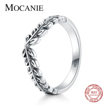

Mocanie Hight Quality 925 Sterling Silver Retro Plant Tree Branches Leaves Ring for Women Stackable Knuckle Ring Fine Jewelry