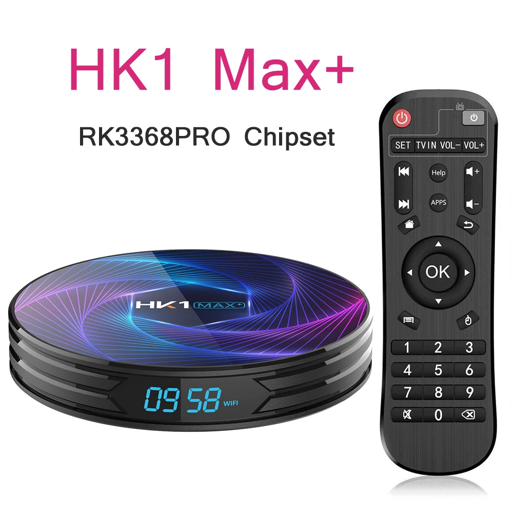 HK1 Max Plus RK3368PRO Android 9,0 ТВ коробка 4 ГБ, 64 ГБ, 4K Google Youtube Netflix IPTV Set-Top Box Smart ТВ коробка двухъядерный процессор Wi-Fi BT4.0 DDR3