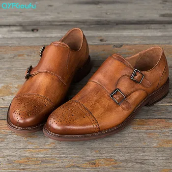 

QYFCIOUFU 2019 Luxury Mens Dress Shoes Casual Business Brand Wedding Shoes Luxury Italian Casual Formal Double Monk Strap Shoes