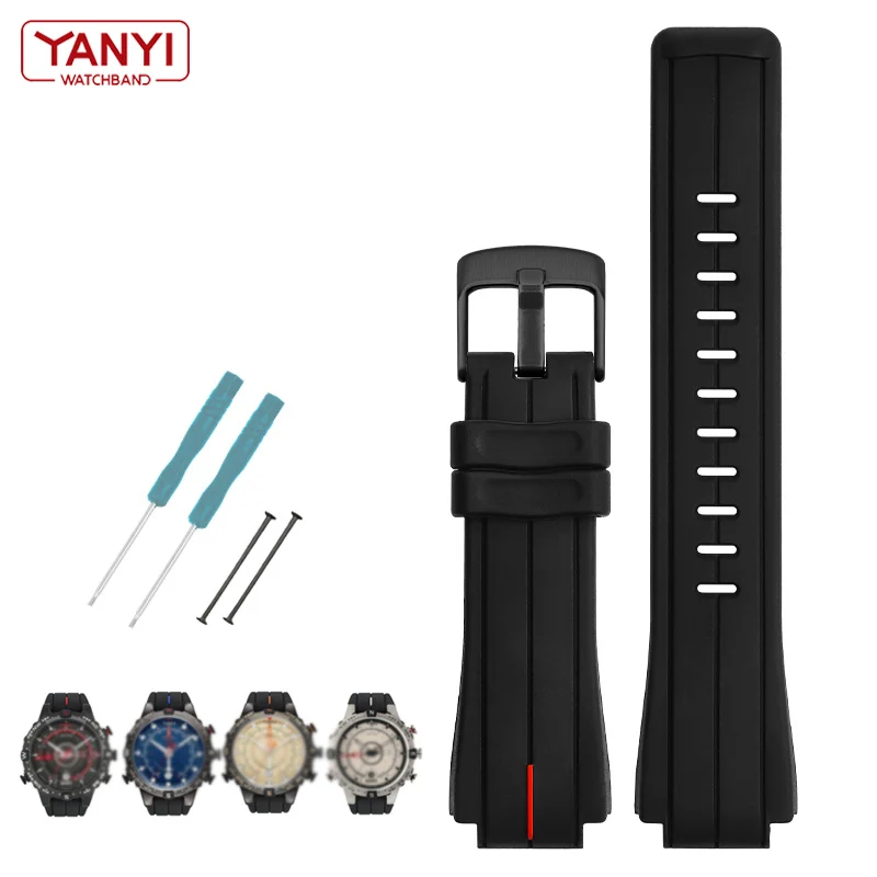 Ремешок силиконовый для часов timex резиновый спортивный браслет 24*16 мм T2N738 T2N739 T2N720