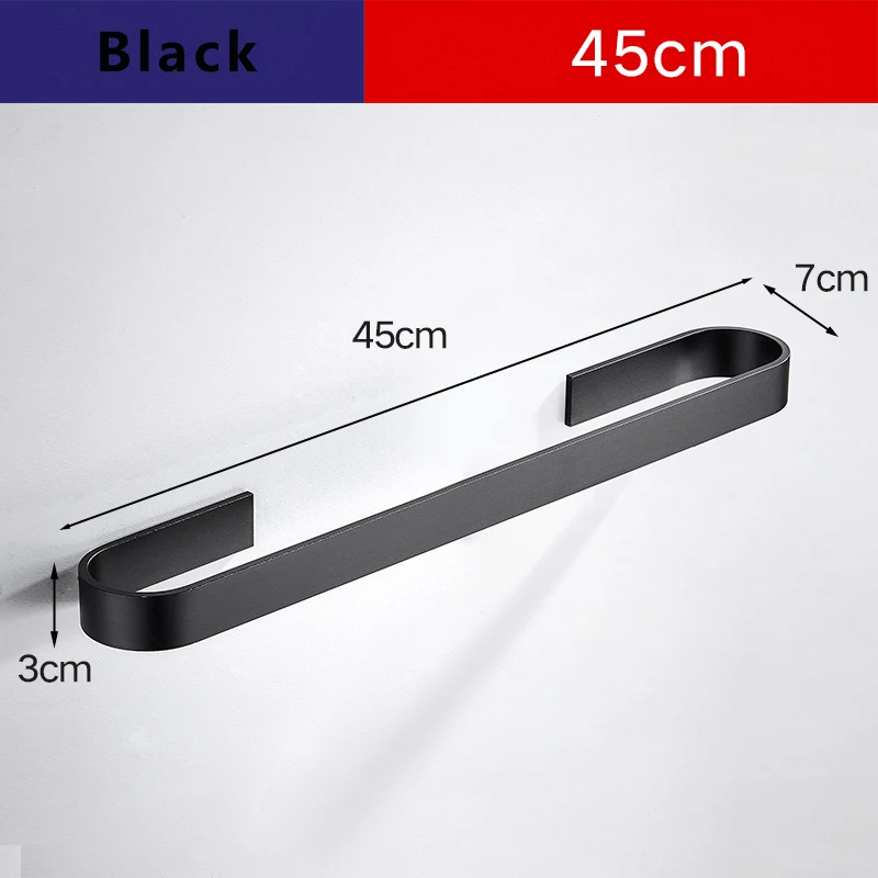 Black 45cm Полотенца держатель Ванная комната стойка для полотенец вешалка черный, серебристый цвет 304 Нержавеющая сталь настенный Полотенца органайзер для бара держатель для кухонных полотенец - Цвет: Black 45cm