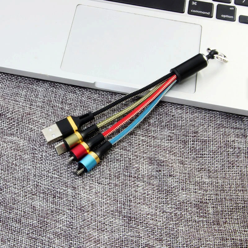 3 в 1 USB кабель для iPhone samsung Xiaomi Мульти Брелок Портативный короткий Micro usb type C мульти зарядное устройство кабель